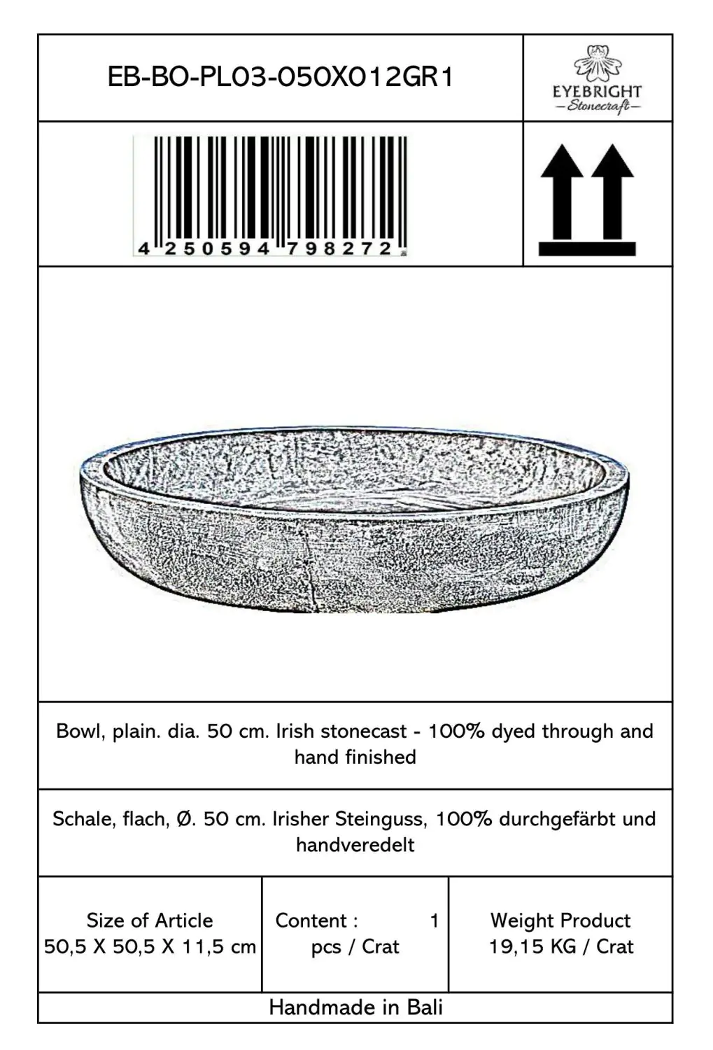  Product image 6 of the product “Palembang - Bowl, plain, Ø 50 cm | cast stone ”